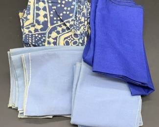 Group Lot 17 Solid Blue & Patterned Table Napkins
