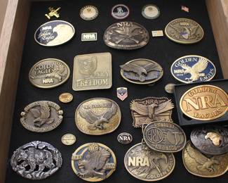 NRA and other belt buckles