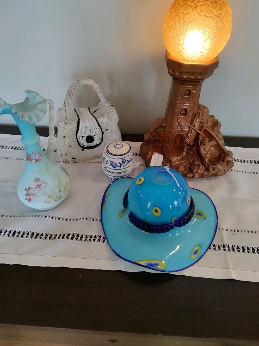 Antique glassware and lamp