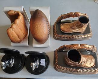 Bookends, bronzed baby shoes