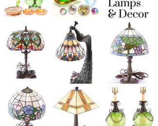 Stained glass lamps & other glass