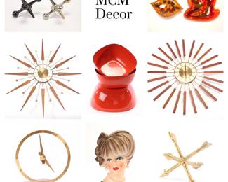 Elgin Starburst Clocks, & MCM Decor