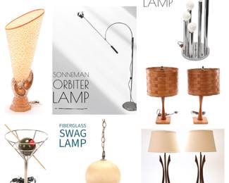 Vintage Lighting: David Krys Martini Lamp, Robert Sonneman Orbiter lamp, and others
