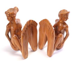Carved Wood Bookend- Big Feet