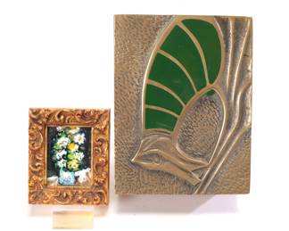 Judy Walsh miniature enamel on copper painting and enamel box