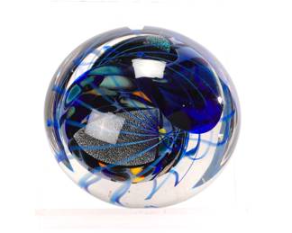 Signed Modernist Glass Paperweight