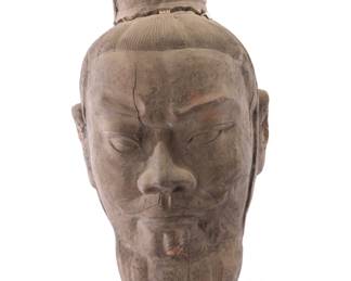 Large carved wood Tibet Temple head
