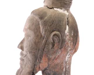 Large carved wood Tibet Temple head