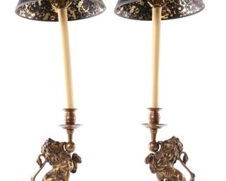 Brass Lion Lamps
