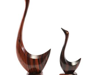 Carved wood ducks
