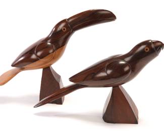 carved wood birds