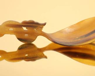 Carved water buffalo horn spoon