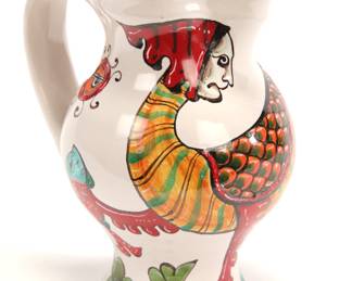 Ceramic painted pitcher- signed