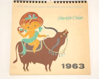 1962 Calendar w/ 12 Lithograph prints by Olivette