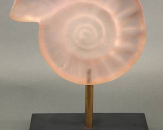 Large Lucite Nautilus Shell on Stand