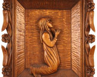 Large Carved Wooden Bas-Relief