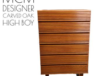 Designer Topaz carved oak Chest of drawers- 6 drawers