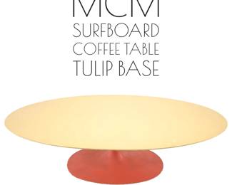 Saarinen style SURFBOARD Coffee Table with TULIP base
