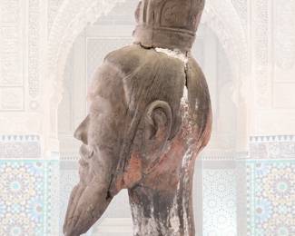 Antique Huge Tibet Temple Wooden Carved head