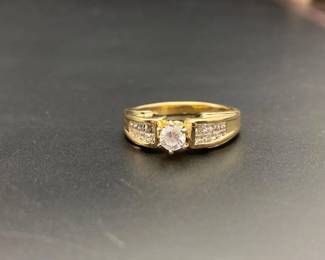 14k gold cz and diamonds ring 4.03 grams