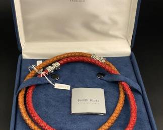 2 leather sterling Judith Ripka necklaces
