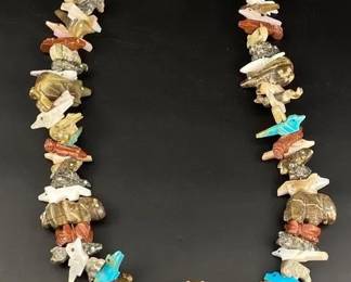 Vintage Native American fetish carved necklace