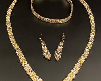 VTG Signed 925 Italy Sterling Silver 3 Tone set