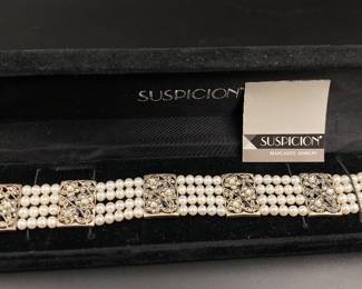 Vintage sterling pear and marcasite wide bracelet