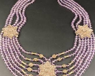 Sterling silver amethyst statement necklace