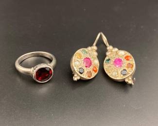 Sterling vintage earrings with genuine gemstones