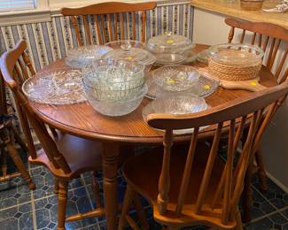 Solid oak dining room set.