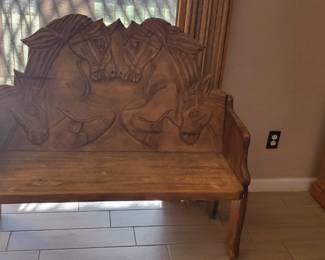 Hand carved bench.
