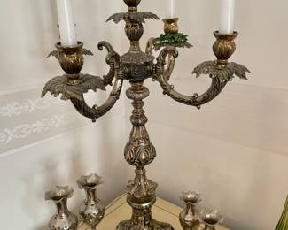large brass-like candleabra