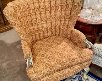 vintage tapestry wing-back chair in excellent condition