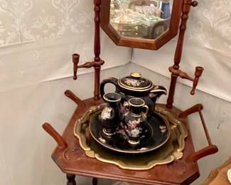 stand for basin and pitcher, navy porcelain tea set made in Egypt