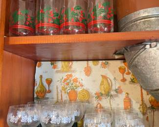 Christmas glasses, German wine glasses with green stem