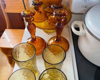 Amber glass. More Tiara Sandwich glass