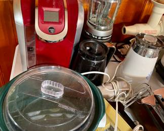 Kuerig, crock pot, blender, mixer, electric knife