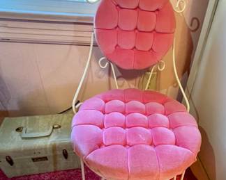 pink velvet vanity chair