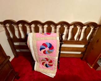 king size French Provincial headboard, quilt rack