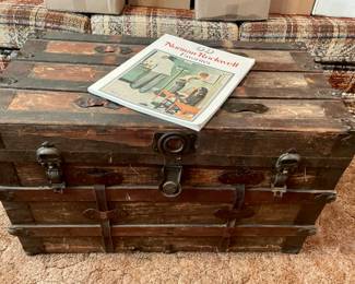 old wooden trunk, Norman Rockwell book