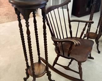 rocking chair and spindle leg high table