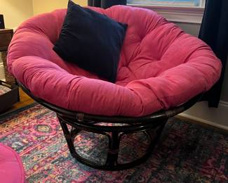 Papasan chair frame with hot pink cushion. $50