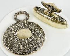 342 Grams Fine Wilcox & Roth Antique Sterling Silver Weighted Vanity Mirror and Buffer