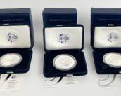 3 2004-2006 W U.S. American Eagle 99.9% Silver Dollar Coins W/ Certificate Of Authenticity