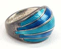 6 Grams Fine Sterling Silver David Anderson Danish Modern Enamel Ring Size 5.5