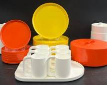 Vintage Mid Century Modern Mcm Heller Dinnerware Plates, Bowls, Mugs, and Serving Tray