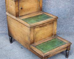 Fantastic Antique Library Steps Leather Tops & Hinged Secret Storage