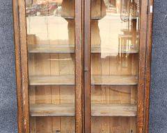 Antique Double Glass Door Bookcase Display Cabinet with Key