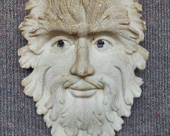 Vintage Poured Cement Garden Patio Green Man Face